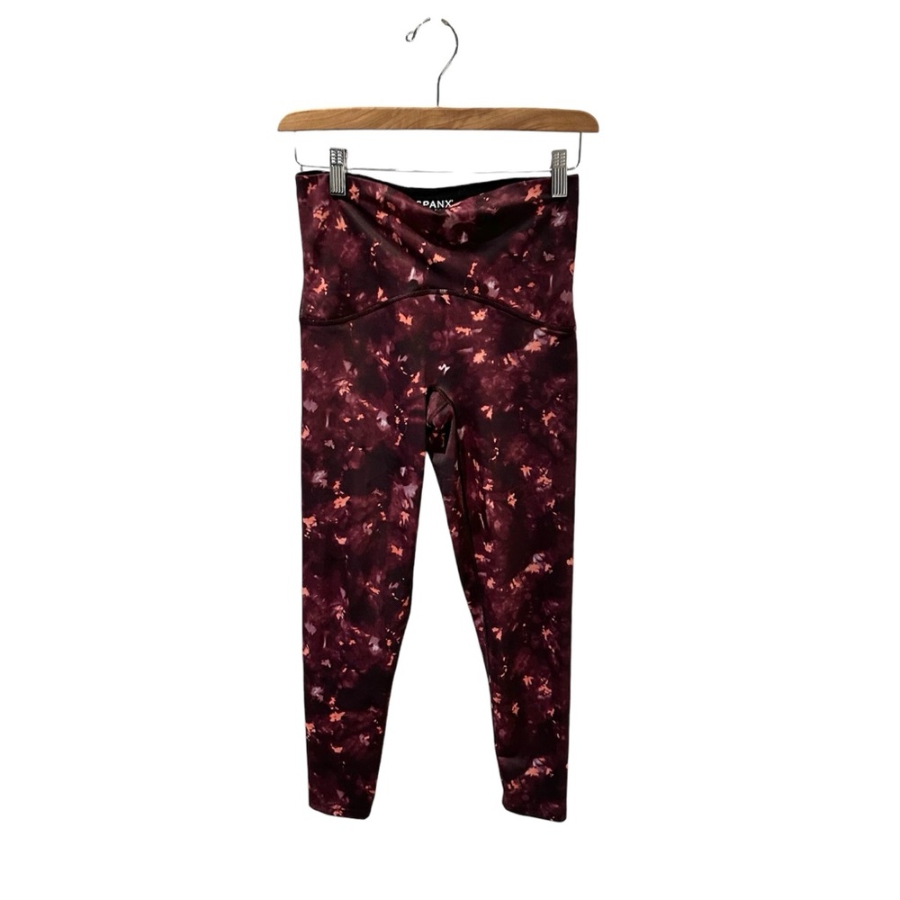 Spanx Pant Size Small Booty Boost Active 7/8 Leggings Wine Orange Tie Dye